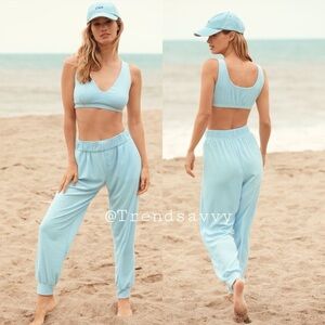 ANTHROPOLOGIE Sunday In Brooklyn Terry Joggers Pants Lounge Light Blue XL NWT